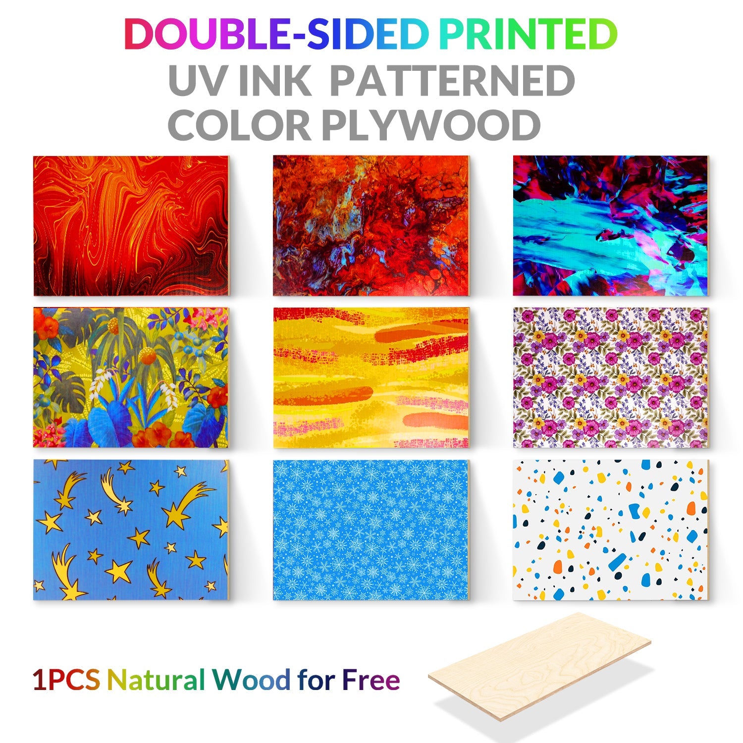 Double-sided UV Ink Printed Patterned Color Plywood