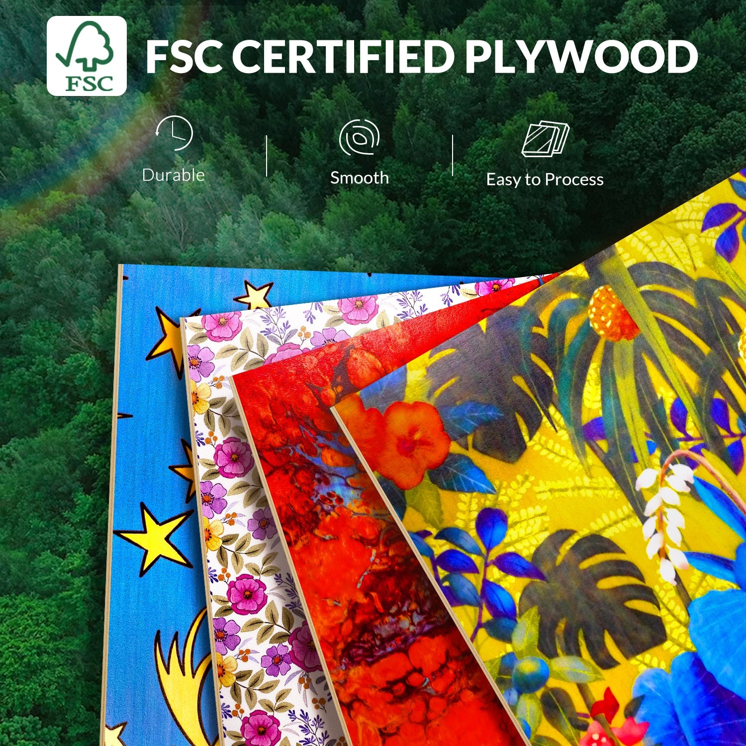 Double-sided UV Ink Printed Patterned Color Plywood